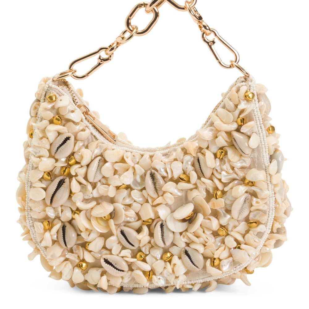 Viral Cream and Gold Shell Handbag, NWT Made In India